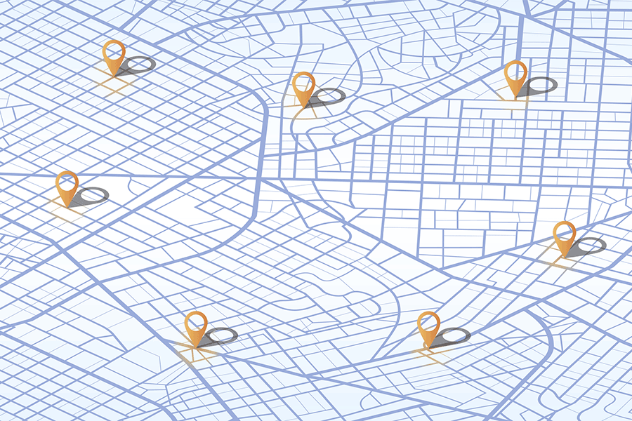 map with map markers